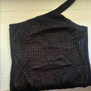 VENUS Black One-Shoulder Mesh Top